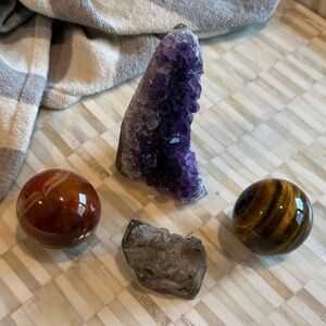 Amethyst Crystal Geode Display Piece with Assorted Crystal Spheres